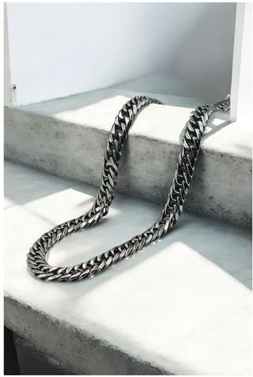Αλυσίδα Λαιμού από Ατσάλι Curb Rope 60cm Ασημί