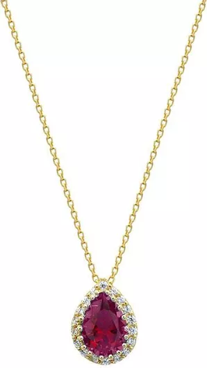 Γυναικείο Κολιέ Ηώς Ροζέτα με Πέτρες από Ασήμι 925 με Ζιργκόν Επιχρυσωμένο