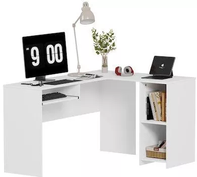 Γωνιακό Γραφείο HomeMarkt Shig Ξύλινο 140x120x75cm Λευκό