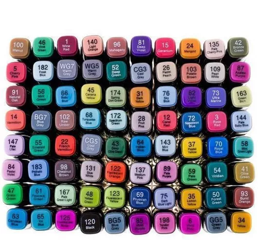 Μαρκαδόροι Ζωγραφικής 80 Τεμάχια "Twin Marker" Με Διπλή Μύτη (Board & Fine) Βάση & Θήκη Με Φερμουάρ