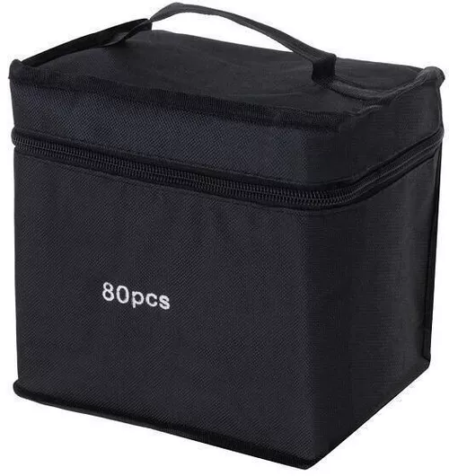 Μαρκαδόροι Ζωγραφικής 80 Τεμάχια "Twin Marker" Με Διπλή Μύτη (Board & Fine) Βάση & Θήκη Με Φερμουάρ