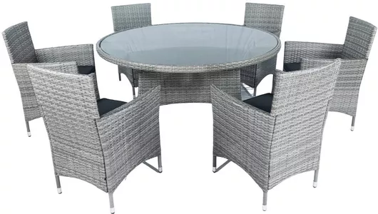 Σετ Τραπεζαρίας Εξωτερικού Χώρου με Μαξιλάρια Almira Γκρι 7τμχ