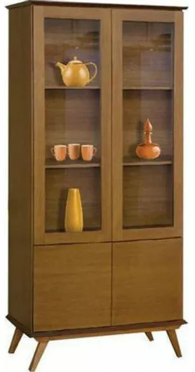 Βιτρίνα Σαλονιού 28590 Επιδαπέδια από Μοριοσανίδα με Τζάμι 90x40x190cm Καρυδί