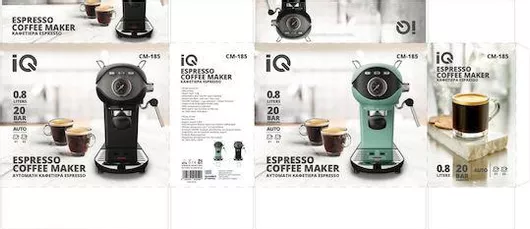 Μηχανή Espresso IQ CM-185 Αυτόματη 1050W Πίεσης 20bar για Cappuccino Μαύρο