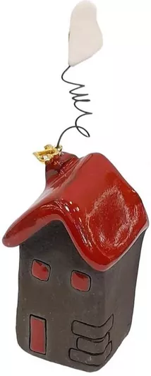 Γούρι 2023 Caramic RZ23-831-2 Κεραμικό Σειρά Μαύρο Σπίτι Μινιατούρα Καπνός Σύρμα Καρδιά 7x4cm