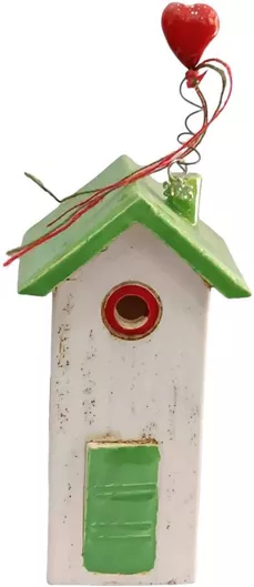 Γούρι 2024 Caramic RZ31-147-green Κεραμικό Πράσινο Λευκό Σπίτι Ρεσώ με Κόκκινο Καρδιά 15x8cm