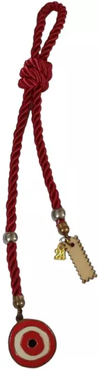 Γούρι 2024 Kalliopi Silver 2024-2307 Κρεμαστό Κόκκινο Μάτι σε Κόκκινο Κορδόνι 37cm