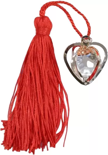 Γούρι 2024 Kalliopi Silver 2024-6006 με Φούντα Καρδιά 3D Ασημί με Γυαλί στο Εσωτερικό 5x4cm