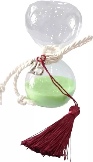 Γούρι 2025 Kalliopi Silver GA1000 Γυάλινη Κλεψύδρα με Πράσινο Άμμο 10x5cm