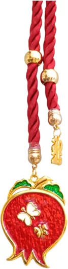 Γούρι 2025 Kalliopi Silver GK1004 Κρεμαστό με Κόκκινο Ρόδι σε Κόκκινο Κορδόνι