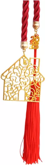 Γούρι 2025 Kalliopi Silver GK1016 Κρεμαστό με Χρυσό Σπίτι σε Κόκκινο Κορδόνι