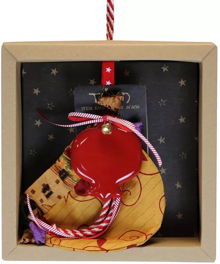 Γούρι 2025 Kalliopi Silver LU21000A Χριστουγεννιάτικο Κεραμικό Στολίδι Κόκκινο Ρόδι