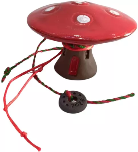 Γούρι 2025 Kalliopi Silver RZ23-834 Κεραμικό Σπίτι Κόκκινο Μανιτάρι 9x6cm