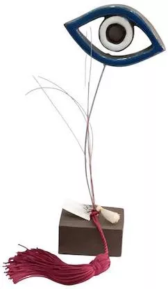 Γούρι Caramic RZ44-443 Κεραμικό Μάτι Οβάλ από Μαύρο Πηλο με Βάση 20x10cm