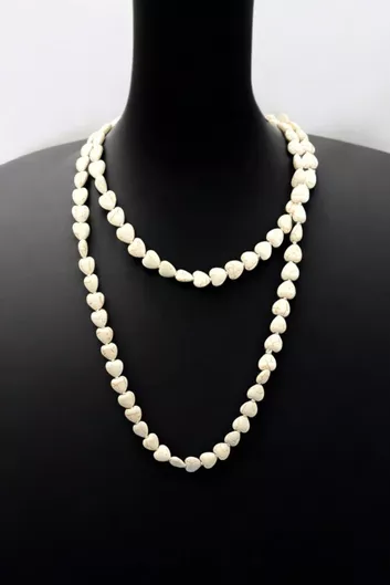 Γυναικείο Κολιέ Κεραμικό με Πέτρες Καρδιά Λευκό