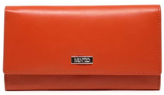 Γυναικείο Πορτοφόλι Mentzo RDFID Κλασικό Δερμάτινο με Φερμουάρ Πορτοκαλί