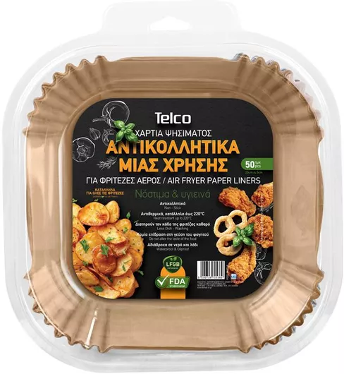Αντικολλητικό Χαρτί Telco για Φριτέζα Αέρος 20x4.5cm Σετ 50τμχ