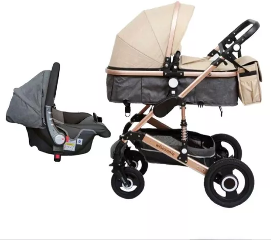 Καρότσι Fiko Wisesonle Ρυθμιζόμενο 3 σε 1 από Νεογέννητο Μπεζ Γκρι