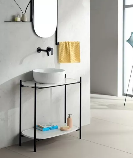 Πάγκος χωρίς Νιπτήρα Scarabeo Laila Τοίχου 77.5x43x74cm Λευκό