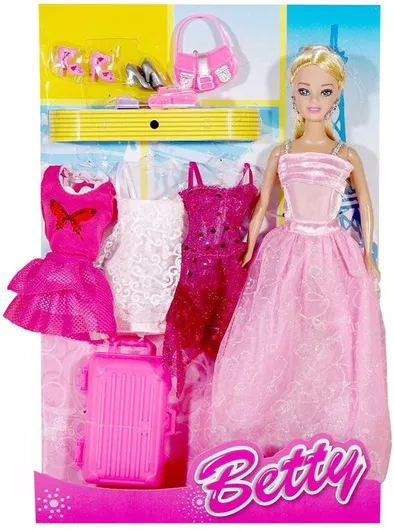 Σετ Κούκλα με Ροζ Φόρεμα Φορέματα & Αξεσουάρ για 3+ Ετών