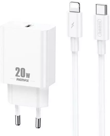 Φορτιστής Remax RP-U5 USB-C 20W & Καλώδιο Lightning Λευκό