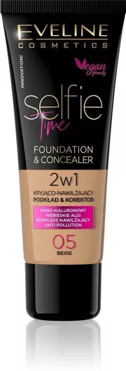 Eveline Cosmetics Selfie Time Foundation & Concealer Covering Moisturizing Foundation Concealer 05 Beige 30ml