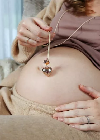 Γυναικείο Κολιέ Εγκυμοσύνης Proudmama με Καρδιά Ασημί