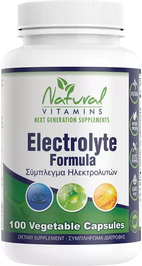 Natural Vitamins Electrolyte Formula Natural 100 Φυτικές Κάψουλες 