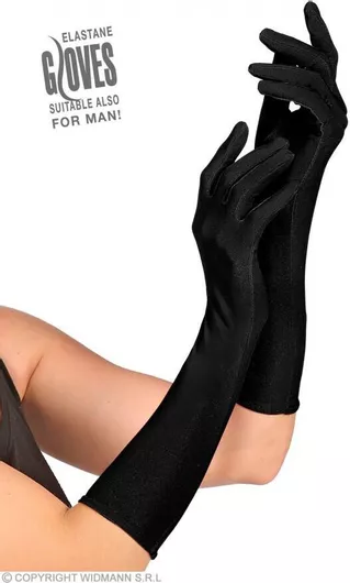 Αποκριάτικα Γάντια Widmann Ελαστικά 40cm Μαύρο