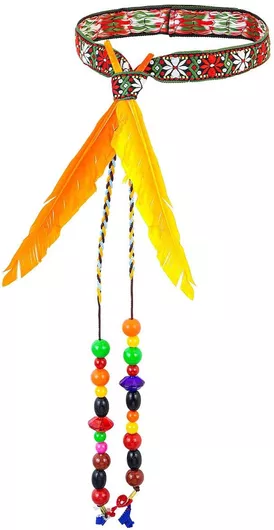 Αποκριάτικο Αξεσουάρ Κεφαλιού Widmann με Φτερά & Χάντρες Πολύχρωμο