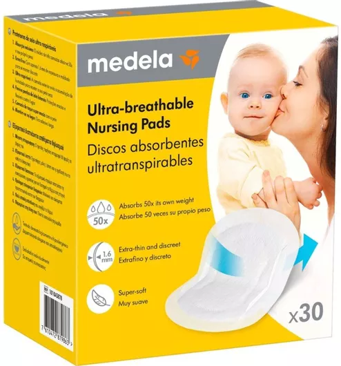 Επιθέματα Στήθους Medela Ultra-Breathable Nursing Pads μιας Χρήσης Μέγιστης Απορροφητικότητας Ειδικά Σχεδιασμένα για Μεγάλη Διαρροή Μητρικού Γάλακτος Σετ 30τμχ