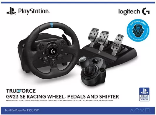 Σετ Τιμονιέρα Logitech G923 με Πετάλια & Μοχλό Ταχυτήτων για PS4 / PS5 / Windows Μαύρο