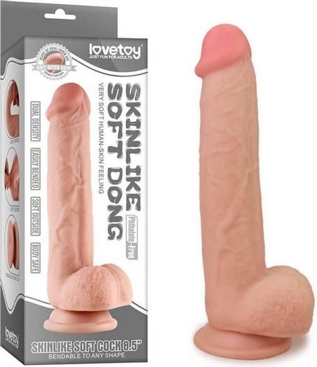 Dildo Lovetoy Skinlike Soft Ρεαλιστικό με Όρχεις & Βεντούζα 24.5cm Flesh