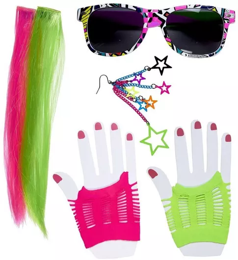 Αποκριάτικο Σετ Αξεσουάρ Widmann 80s 6τμχ Πολύχρωμο