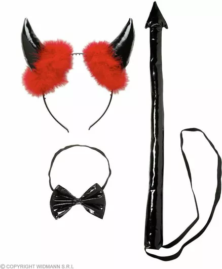 Αποκριάτικο Σετ Αξεσουάρ Widmann Διάβολος 3τμχ Μαύρο