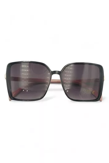 Γυναικεία Γυαλιά Ηλίου Τετράγωνα με Κοκκάλινο Σκελετό Μαύρο / Ροζ