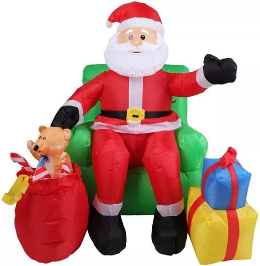 Διακοσμητικός Άι Βασίλης Φουσκωτός Φωτιζόμενος Ρεύματος 120cm Κόκκινο