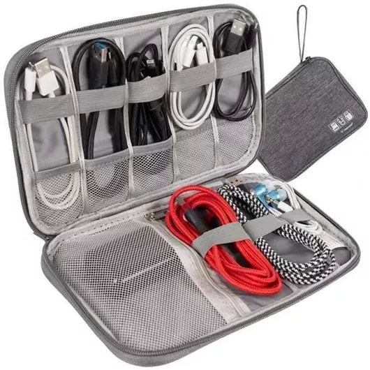 Θήκη Οργάνωσης Καλωδίων & Φορτιστών Αδιάβροχο 24x17x2.5cm Γκρι