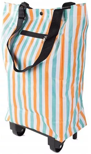 Καρότσι Λαϊκής AT00001608 Υφασμάτινο Πτυσσόμενο με 2 Ρόδες Πολύχρωμο