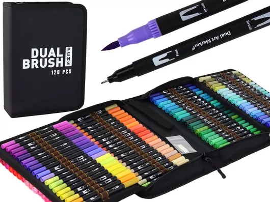 Μαρκαδόροι Ζωγραφικής Επαγγελματικοί Σετ 120τμχ με Διπλή Μύτη Πολύχρωμοι