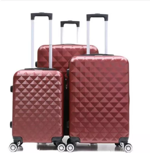 Σετ Βαλίτσες Ταξιδίου ABS 3τμχ με Τηλεσκοπική Λαβή Ροδάκια & Κλείδωμα Ασφαλείας 75x47x31cm Κόκκινο