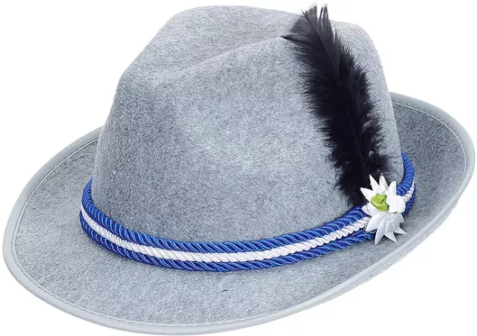 Αποκριάτικo Καπέλο Widmann Βαυαρικό με Φτερό Γκρι