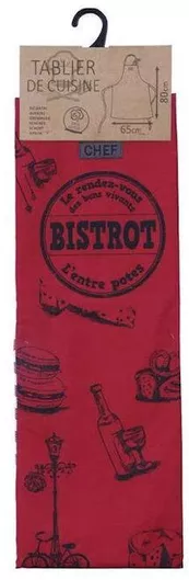 Ποδιά Κουζίνας Βαμβακερή Bistrot Ολόσωμη με Tσέπη 65x80cm Kόκκινο