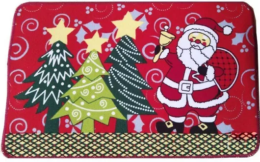 Χριστουγεννιάτικο Πατάκι Πόρτας Αντιολισθητικό 43x68cm Κόκκινο