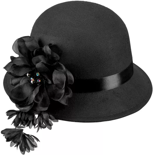 Αποκριάτικο Καπέλο Widmann 20s Με Λουλούδι Μαύρο