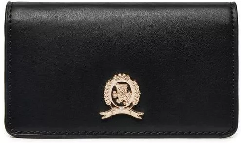 Γυναικείο Πορτοφόλι Tommy Hilfiger Luxe Leather Medium Flap Μαύρο