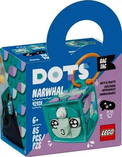 Τουβλάκια Lego Ετικέτα Τσάντας Bag Tag Narwhal Dots για 6+ Ετών