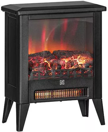 Ηλεκτρικό Τζάκι HomCom Επιδαπέδιο 1800W με Τηλεχειριστήριο 36x47x21cm Μαύρο