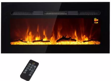 Ηλεκτρικό Τζάκι HomCom Επιτοίχιο 1800W με Τηλεχειριστήριο 91.4x15.8x45cm Μαύρο