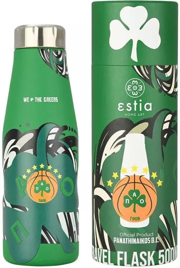 Μπουκάλι Θερμός Estia Travel Flask Ανοξείδωτο BPA Free Panathinaikos BC Edition We The Greens 500ml